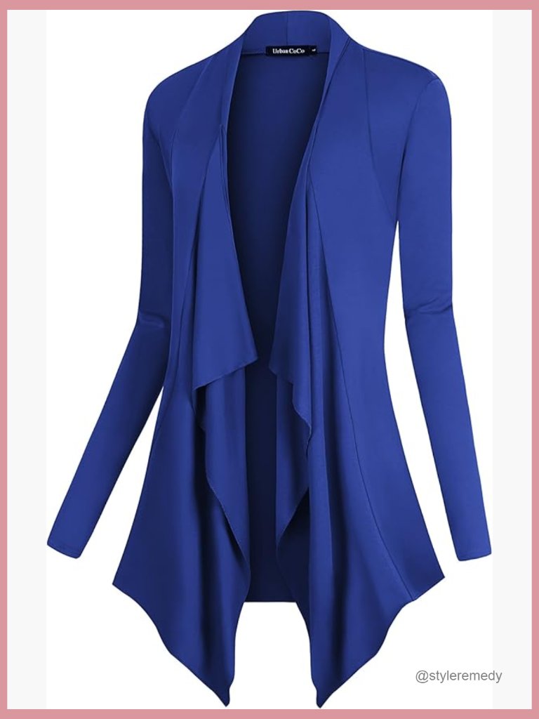 Lightweight Open Front Cardigan, Long Sleeve, Asymmetrical Hem, Soft & Casual